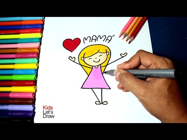 Cómo hacer un dibujo para Mamá en 2 minutos paso a paso (Día de la Madre) | KidsLetsDraw