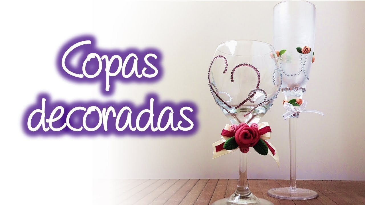 Copas decoradas con rosas de pasta francesa, Decorated drinking glasses with roses of cold porcelain