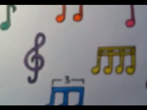 Dibujar notas musicales de colores
