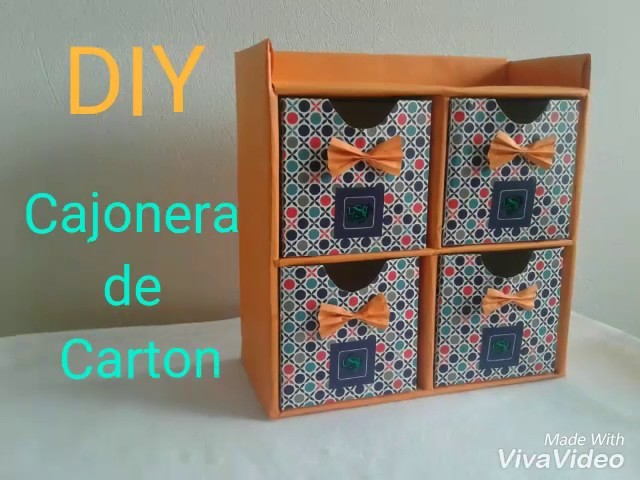 DIY Cajonera de Carton. Organizador de papelao