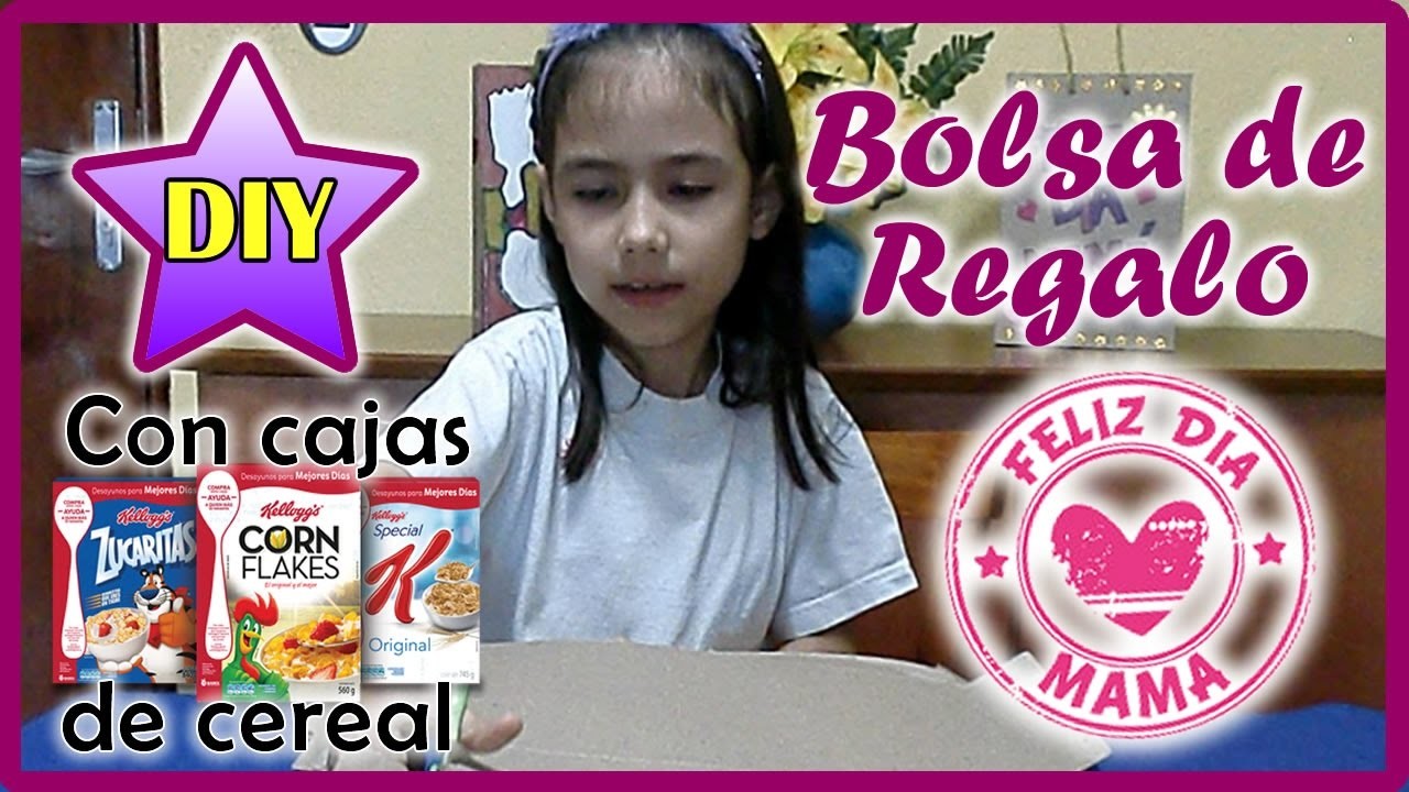Bolsa de Regalo para mamá con caja de cereal. DIY Regalo fácil Día de Las Madres