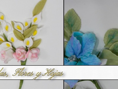 Calas + Flores + Hojas en Porcelana Fria