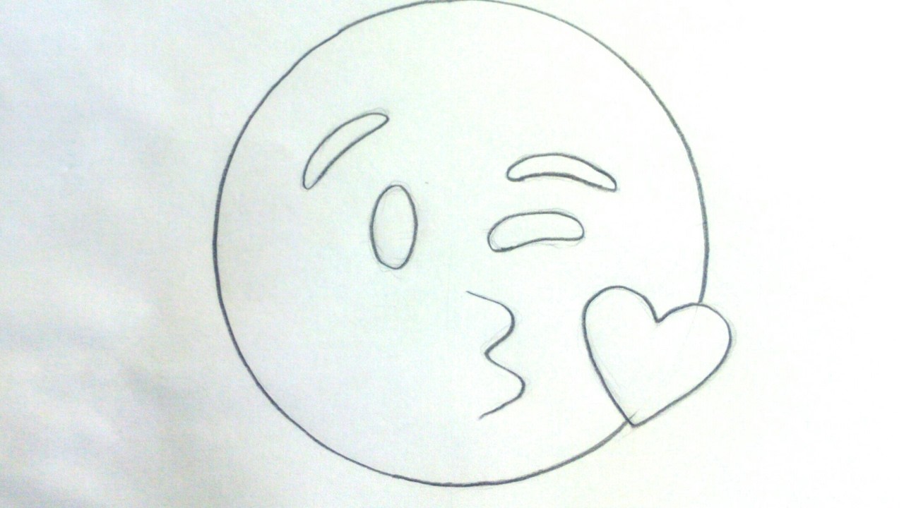 Emoticones Whatsapp: Cómo dibujar el emoji beso a lápiz paso a paso - Fácil para niños