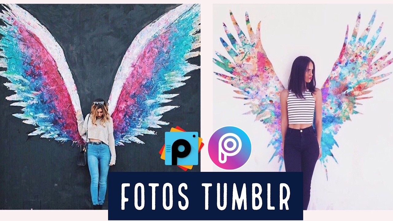 Como hacer FOTOS estilo TUMBLR  alas de angel PicsArt tutorial