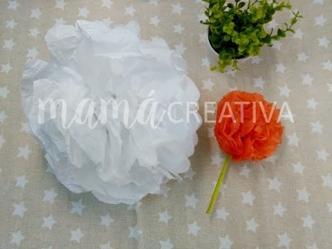 Como hacer pompones con papel de seda.