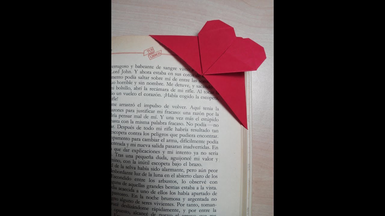 Como hacer un marca paginas corazon Origami3
