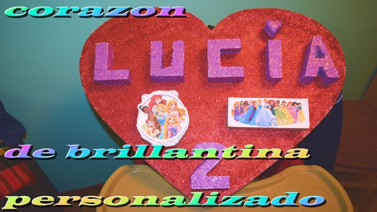 #manualidades Corazon personalizado de brillantina