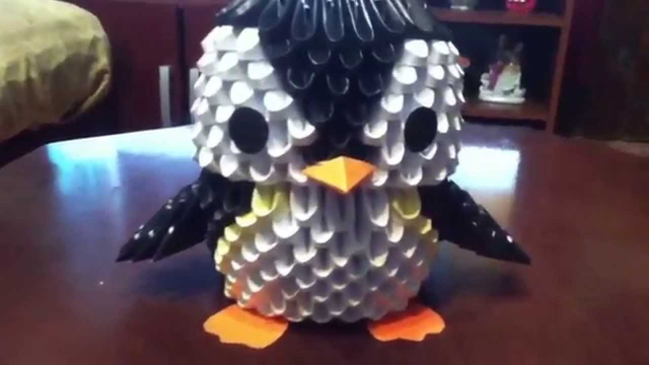 Pingüino gordo origami 3D