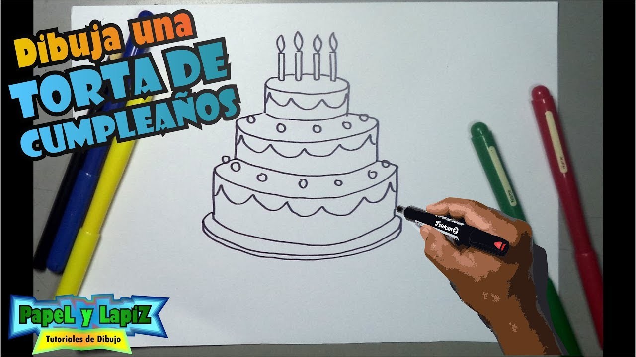 Cómo dibujar una torta de cumpleaños