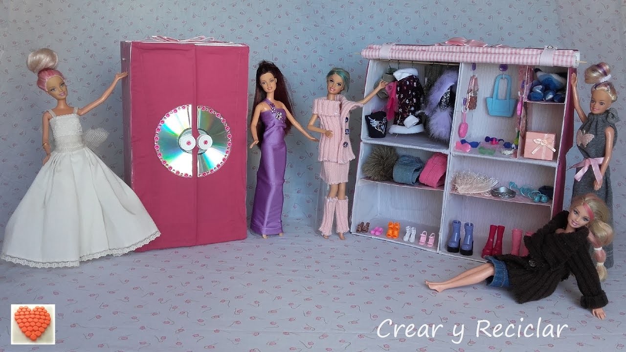 Cómo hacer armarios, perchas y ganchos de ropa para muñecas, muy fácil. con reciclaje DIY Parte 3