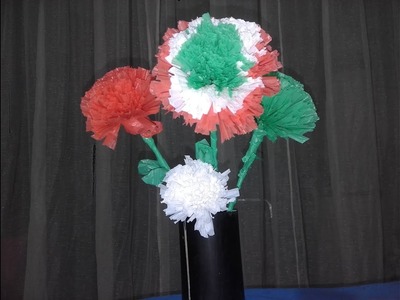 Flor tricolor reciclando bolsas de plástico---flower bags recycled rubber