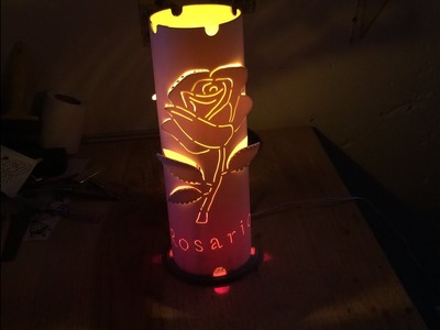 Lámpara de PVC 3D Rosa y mariposa. 3D PVC lamp Pink and butterfly
