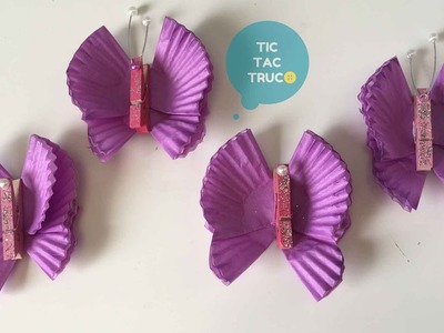 Pinzas decoradas de mariposa con papel