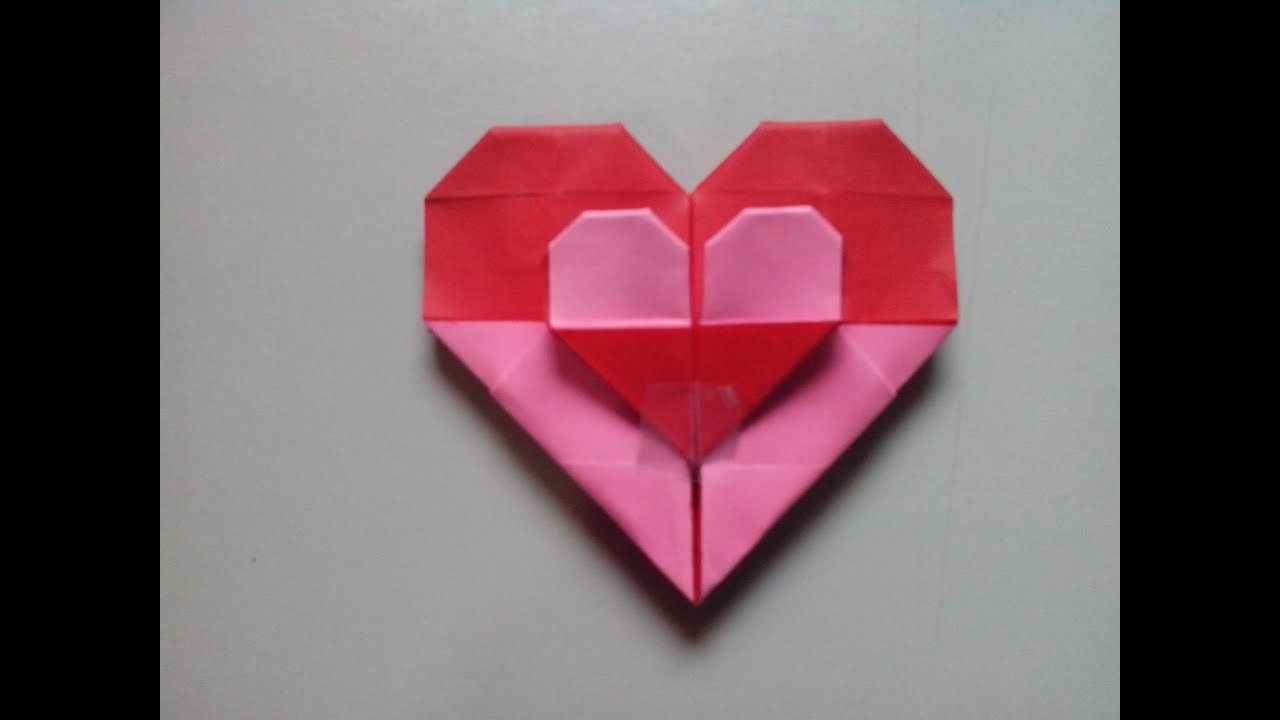 Como hacer corazón doble de papel -origami