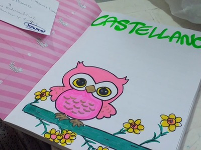 Cómo marcar cuadernos. Dibujo de búho. Precioso. Para niñas. Recomendado!!!