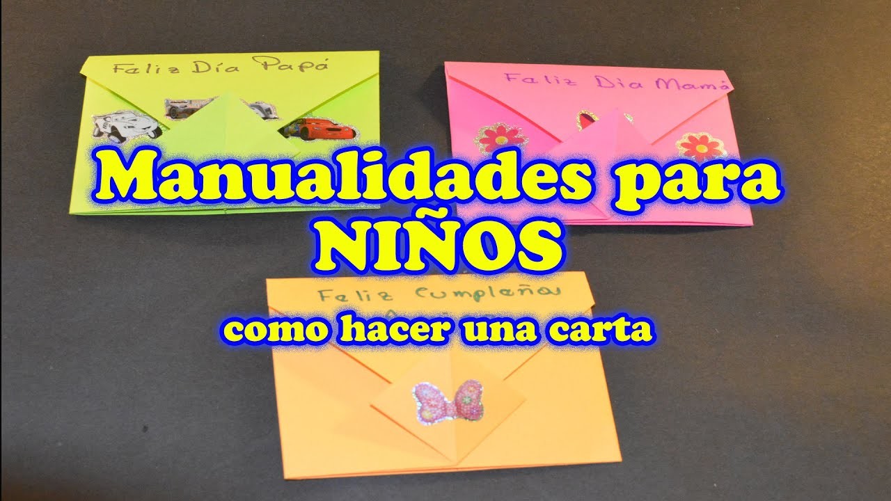 Manualidades para Niños Faciles, sobres de papel para el Dia de la Madre o del Padre