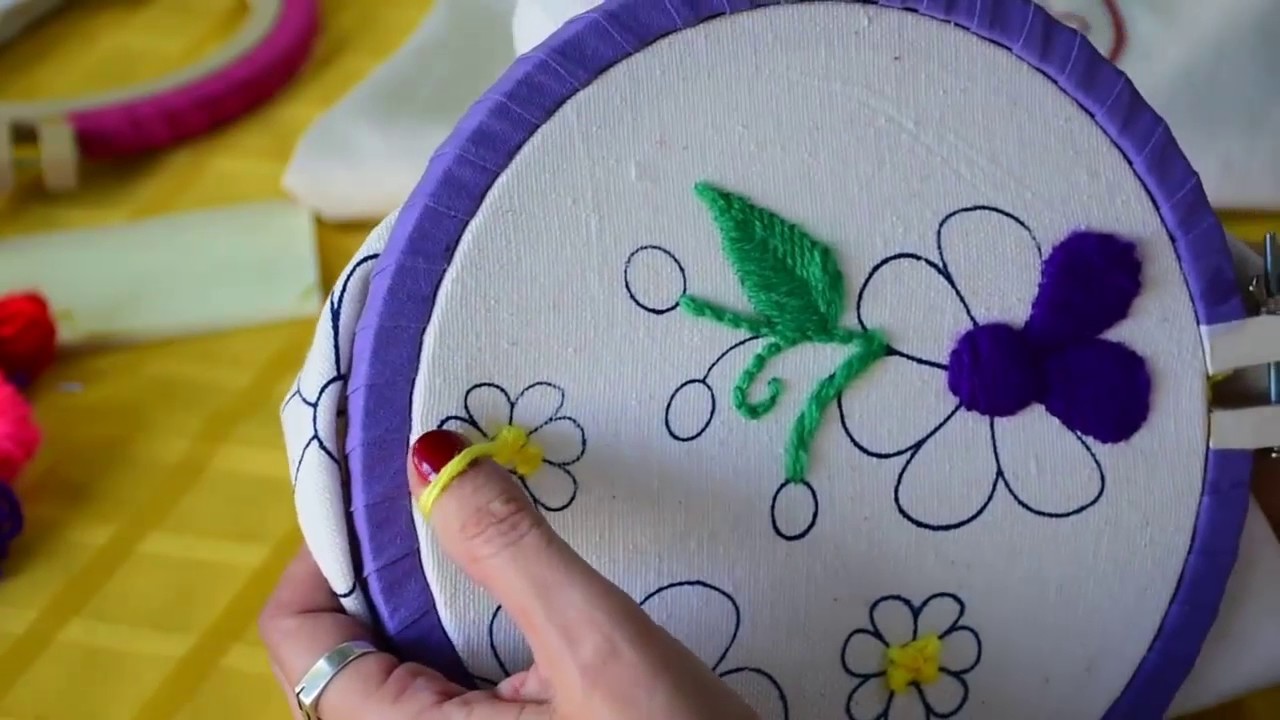 8- Como Hacer PUNTO NUDO FRANCES, PARIS O ROCOCO PARA ZURDOS en Bordado Mexicano Principiantes