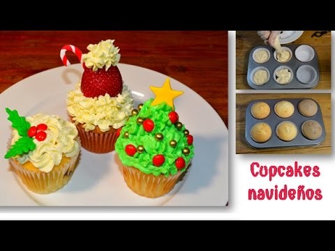 Cupcakes esponjosos navideños MUY FACIL
