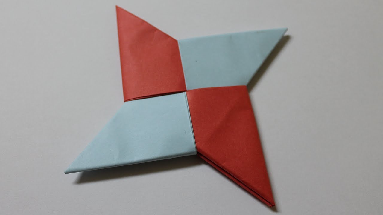 Como hacer una estrella ninja de papel de 4 puntas