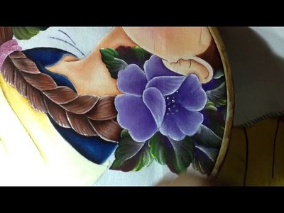 Pintura en tela rostro con flores # 7 con cony