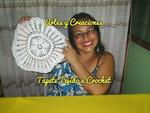 TAPETE BLANCO TEJIDO A CROCHET