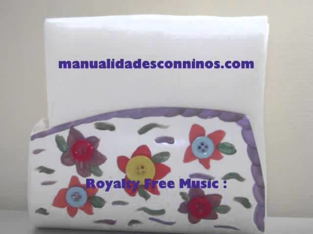 Como hacer un servilletero con una botella de shampoo