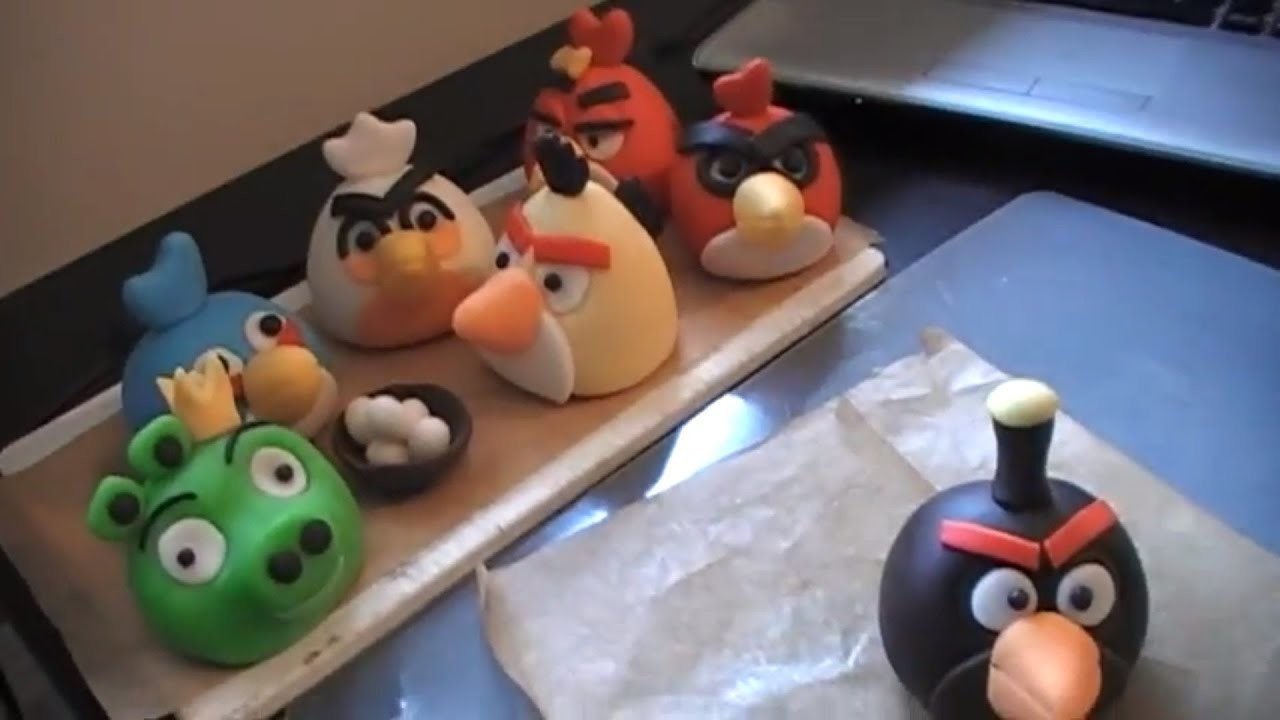 Como modelar los pajaros de Angry Birds en pasta de azucar ( Angry birds toppers)