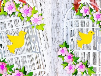 Decoración Jaula y pájarito en papel |Jaula pajarito y flores | Moldes GRATIS |Silhouette bird cage