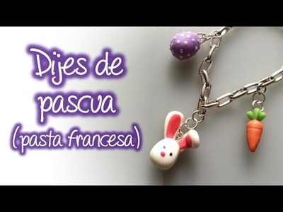 Dijes de Pascua ( conejo , huevo y zanahoria ) de pasta francesa, Easter pendant of Cold porcelain