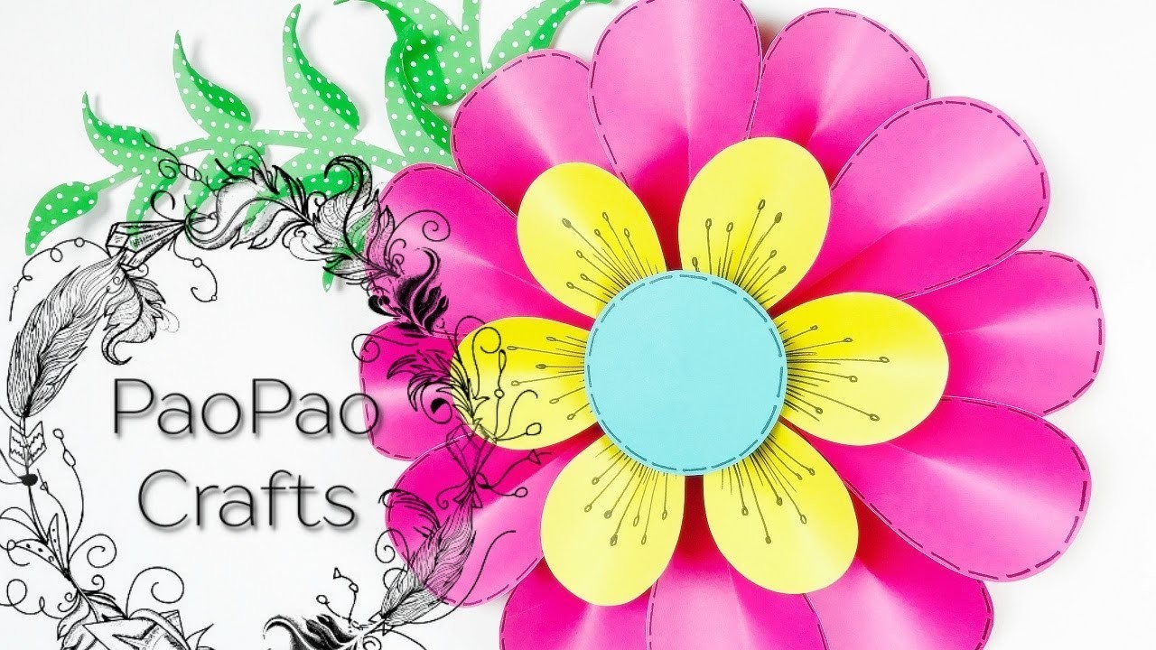 FLOR GIGANTE DE PAPEL | FLORES DE PAPEL | MOLDES GRATIS | HOW TO MAKE PAPER FLOWER