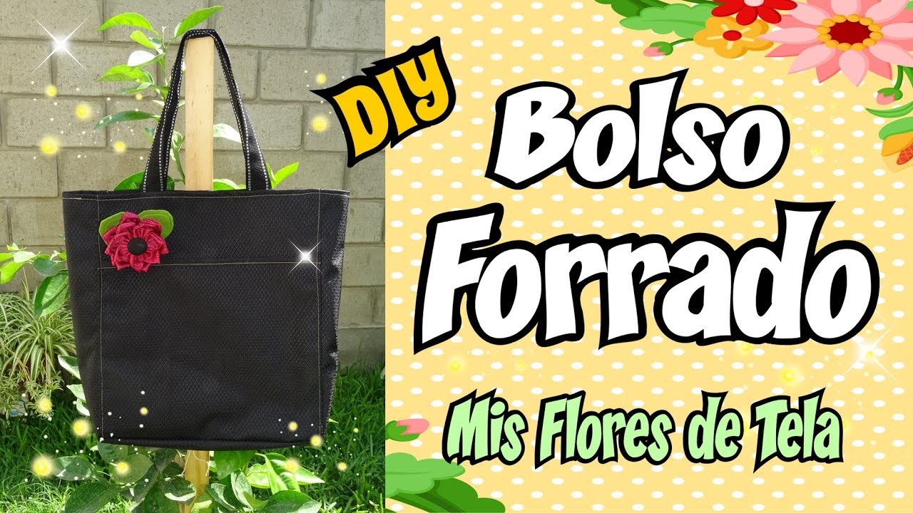 Bolso Forrado con Flor Broche en 3d - Mis Flores de Tela DIY Tutorial Costura
