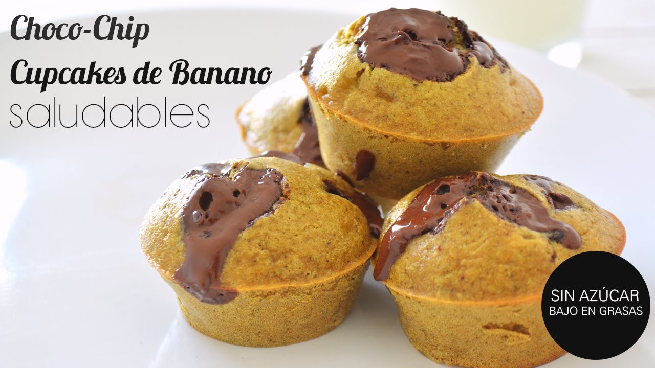 Cupcakes Saludables de Banano con Chispas de Chocolate