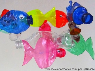 Móvil de peces de plástico  -  Plastic Bottle fishes