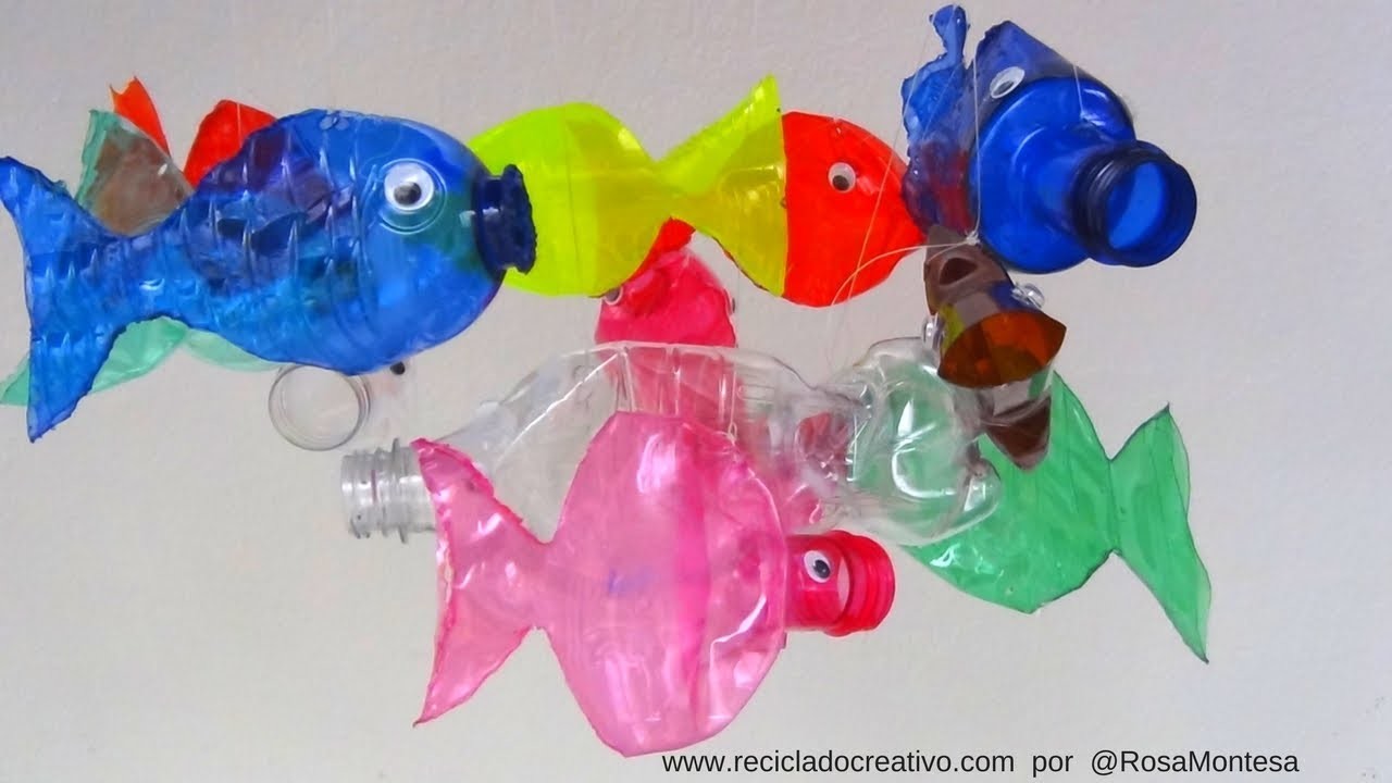 Móvil de peces de plástico  -  Plastic Bottle fishes
