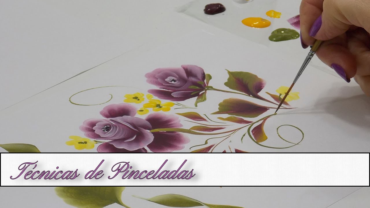 Tecnicas de Pinceladas, Hojas y Rosas en Pintura Decorativa
