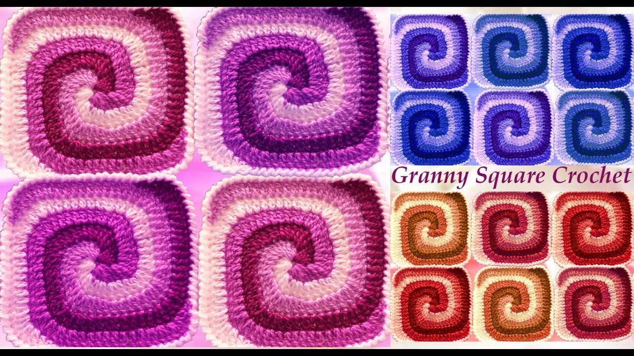 Como tejer con Gancho Crochet cuadrados de colores en punto remolino arcoíris tutorials