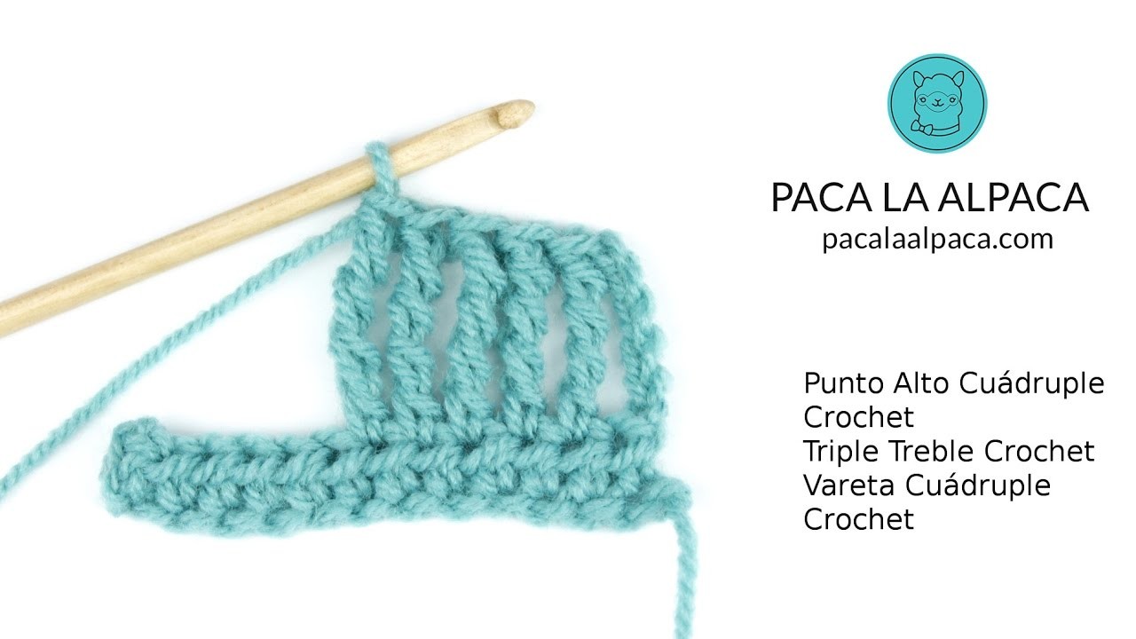 Punto Alto Cuádruple. Triple Treble Crochet. Vareta Cuádruple