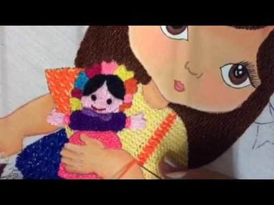 188.- Bordado Fantasia blusa de niña con muñeca