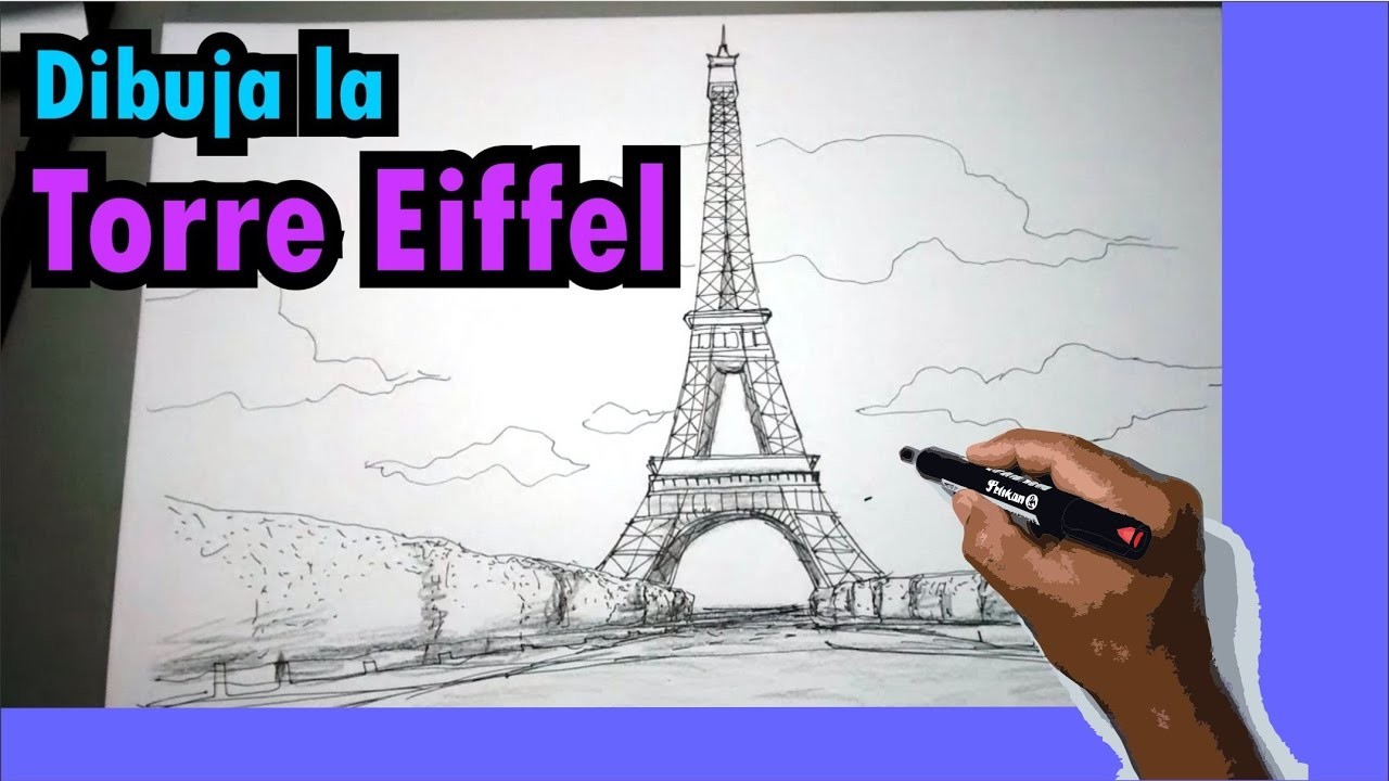 Aprende a dibujar la Torre Eiffel en Paris, Francia paso a paso