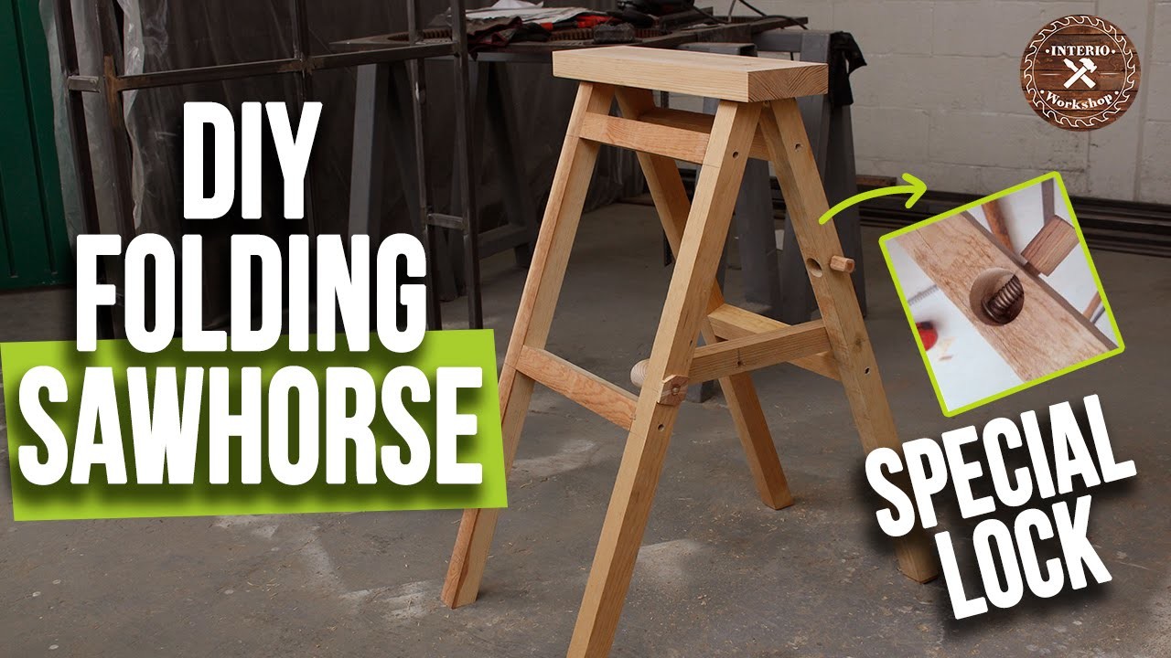 Making a Folding Sawhorse with Special Lock | Sturdy and Cheap | Interio Workshop