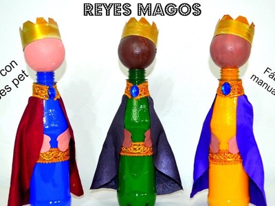 Reyes magos hechos con botellas de refrescos