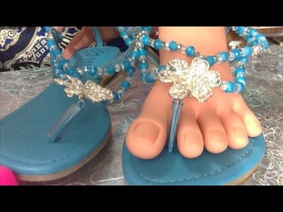 Como hacer sandalias decoradas con cristal. Fácil y rápido