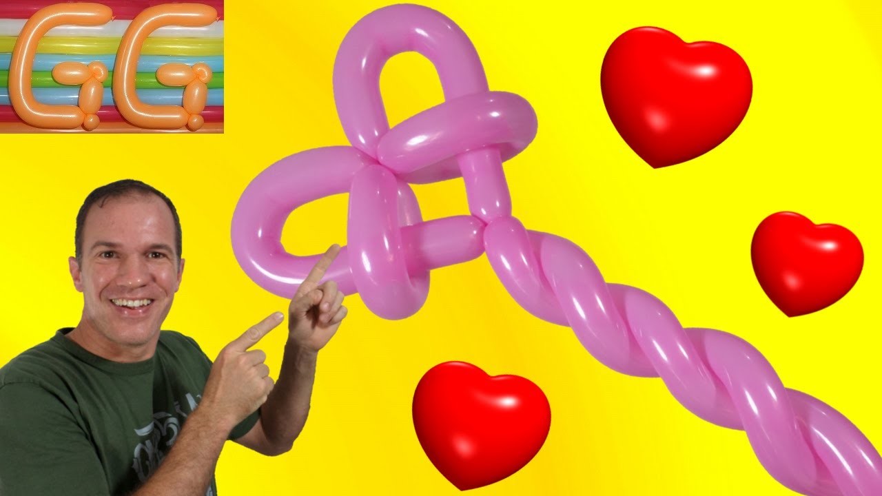 Como hacer una varita con globos - globoflexia facil - balloon heart - corazon con globos