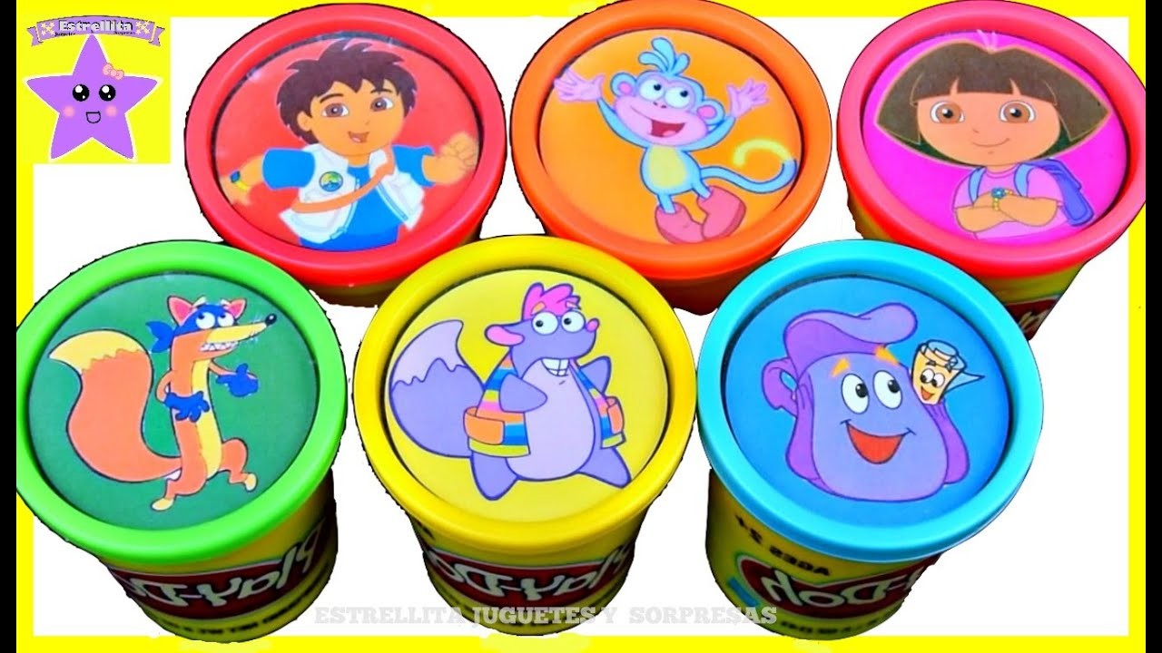 Dora la Exploradora  Plastilina Play doh  juguetes Sorpresas en Español Aprende los colores