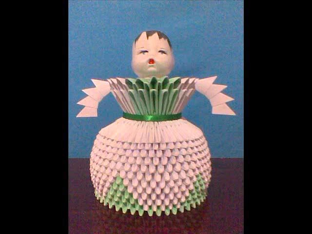 Origami 3D Boneca Verde