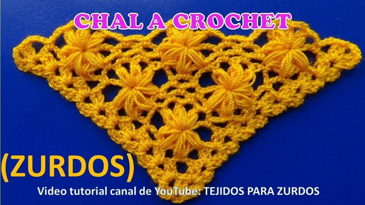 Para ZURDOS Chal a crochet en V, en punta o triangular paso a paso en punto Jazmin