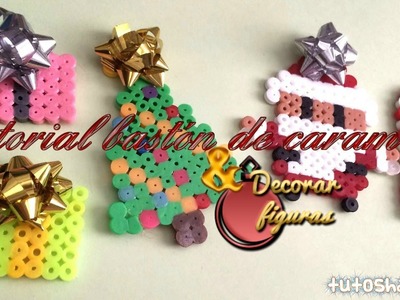 Como decorar figuras de hama navideñas + tutorial de bastón de caramelo