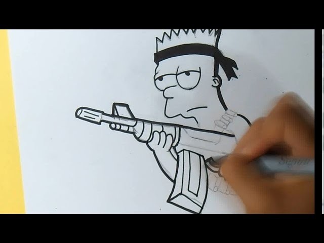 Cómo dibujar a Bart Simpsons (Rambo) Graffiti - | ZaXx