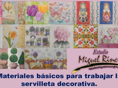 Materiales Básicos para Decoupage con servilleta decorativa (Servilleta Alemana) con Miguel Rincón.
