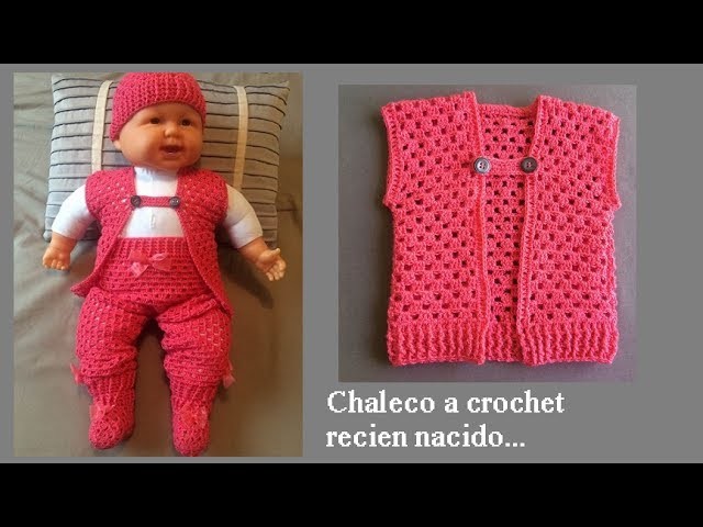 Chaleco a crochet para recién nacido ( todas las tallas)